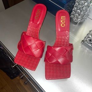 Square Toe Red Mule/Heels